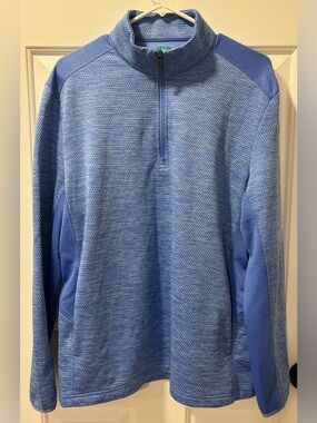 Pro Tour Golf Men's Medium 2-Tone Blue Space Dye Quarter-Zip Pullover Sweatshirt